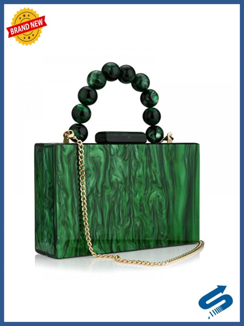 Acrylic Evening Clutch Bag with Pearl Chain Crossbody for Wedding Party